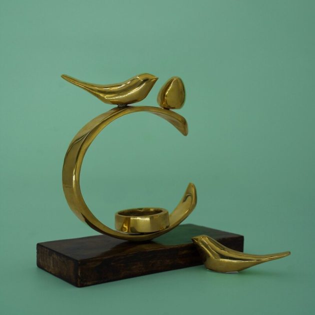 gold bird candle holder